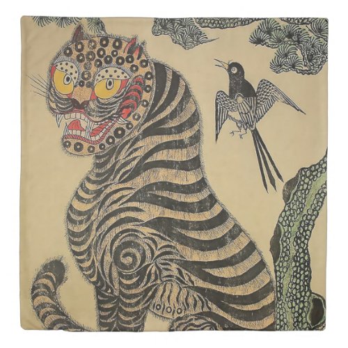 Korean Striped Tiger Minhwa Duvet Cover