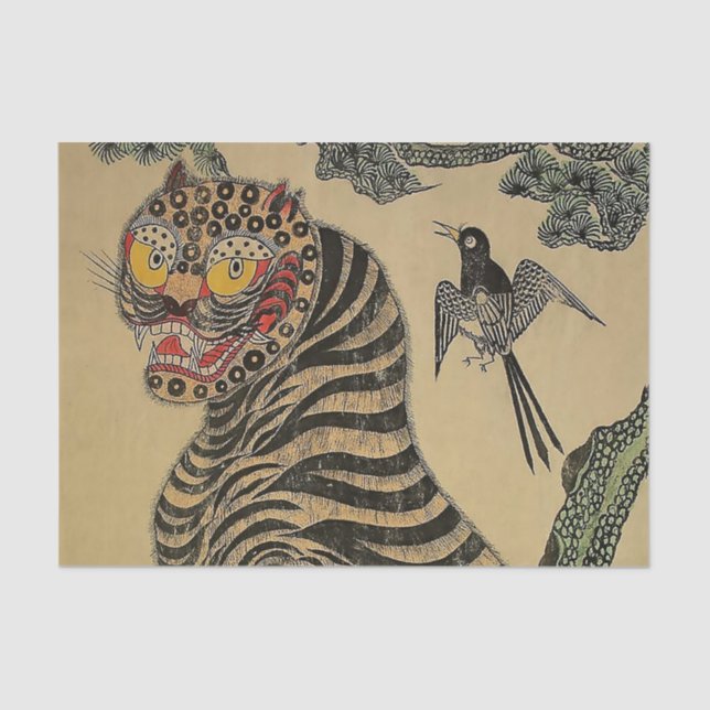 Korean Striped Tiger Minhwa Tissue Paper (Front)