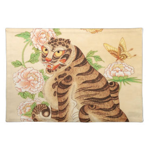 Korean Striped Tiger Vintage Minhwa Cloth Placemat