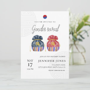 Korean theme gender reveal baby shower invitation