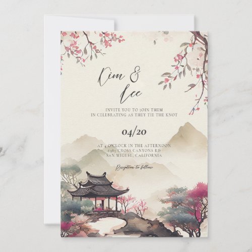 Korean Traditional Landscape Wedding Invitation