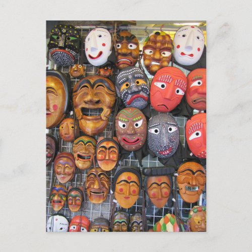 Korean Traditional Masks for Performance  한국 전통 탈 Holiday Postcard