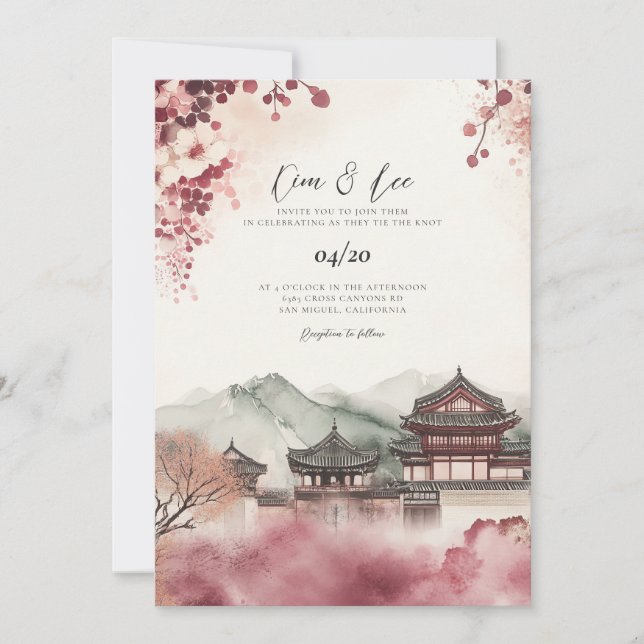 Korean Traditional Template Wedding Invitation (Front)