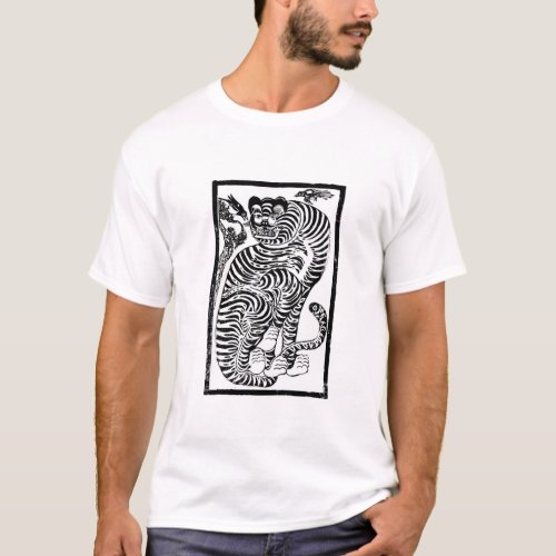 korean traditional tiger illustration tshirt