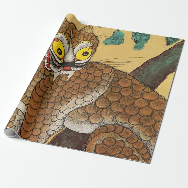 Korean Ugly Tiger Folk Minhwa Wrapping Paper (Unrolled)
