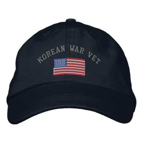 Korean Vet with American Flag Embroidered Baseball Cap