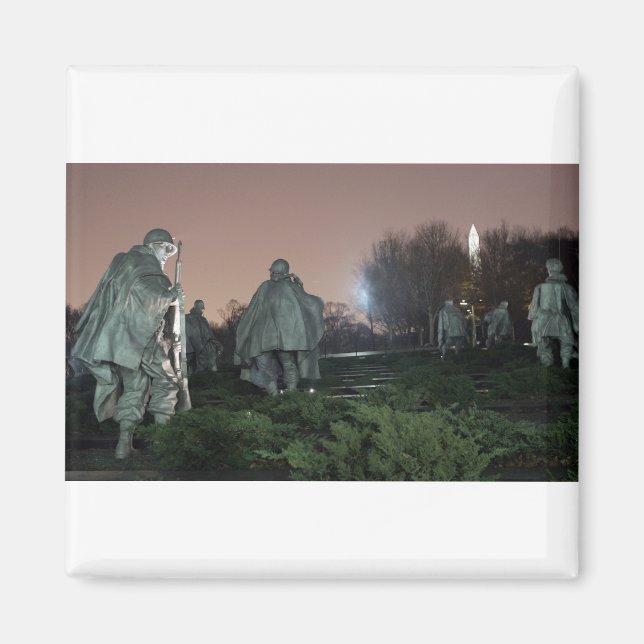 Korean War Memorial Washington Monument night Magnet (Front)