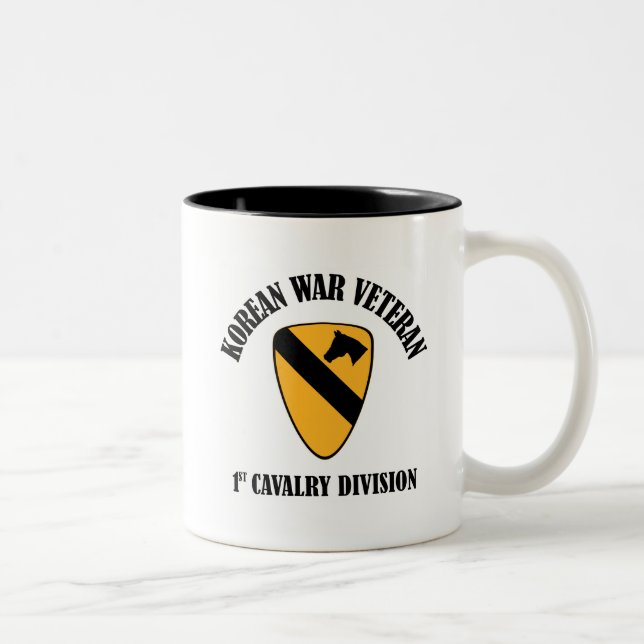 Korean War Veteran - 1st Cav Two-Tone Coffee Mug (Right)