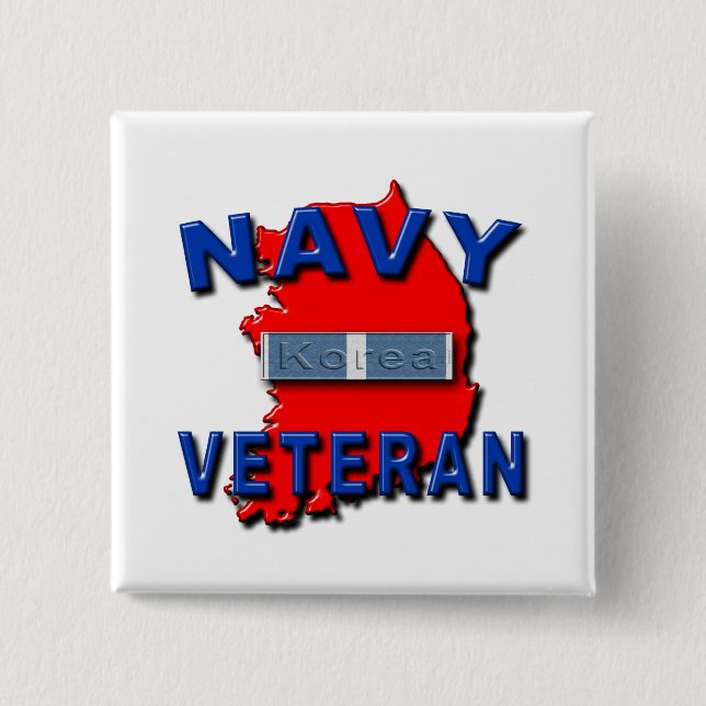 Korean War Veteran Service Ribbon, NAVY Pinback Button (Front)