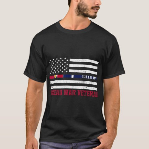 Korean War Veteran Thin Line American Flag Pride 6 T_Shirt