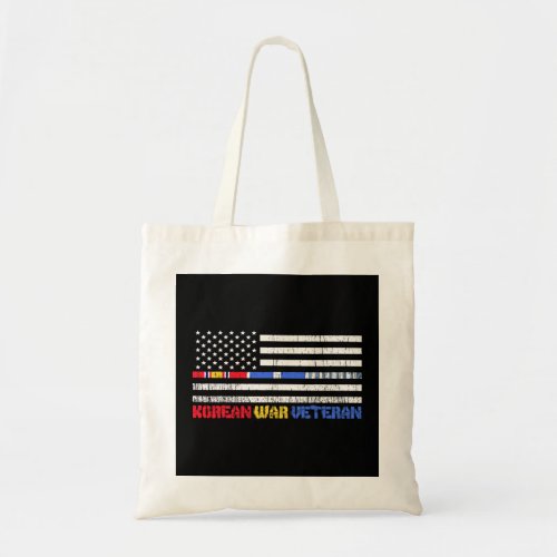 Korean War Veteran Thin Line American Flag Pride Tote Bag