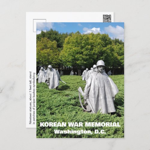 Korean War Veterans Memorial Facts Postcard