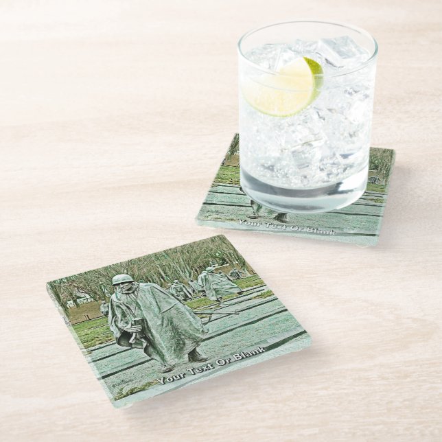 Korean War Veterans Memorial Glass Coaster (Angled)