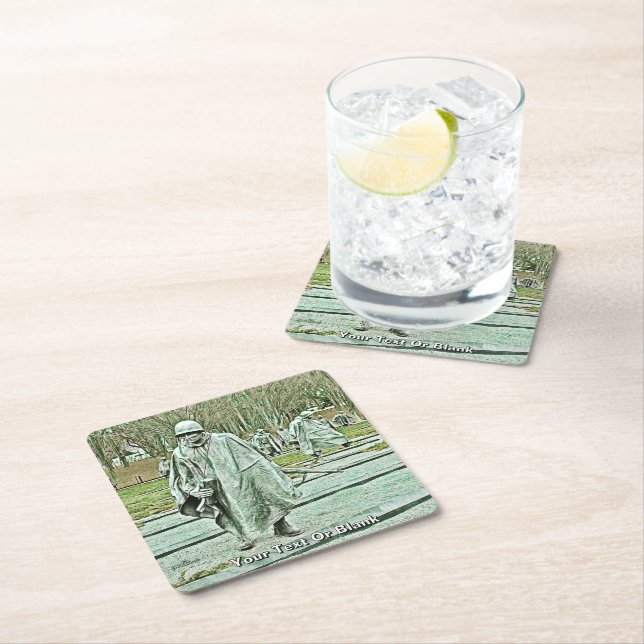 Korean War Veterans Memorial Square Paper Coaster (Insitu)