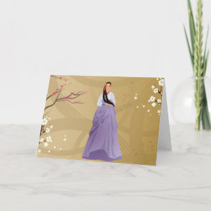 korean woman wearing a hanbok card