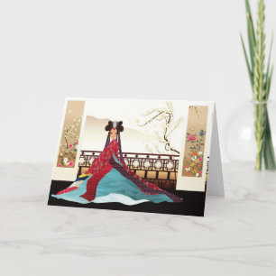 Korean woman wearing a hanbok card