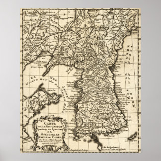 KoreaPanoramic MapKorea Poster
