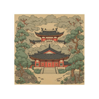 Korea's old royal palace wood wall art