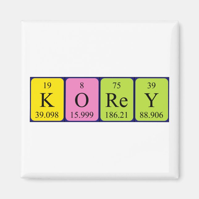Korey periodic table name magnet (Front)