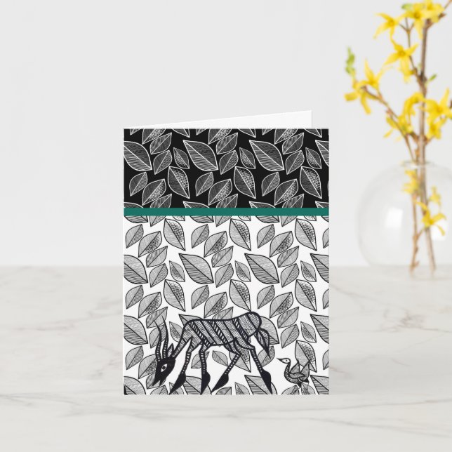 Korhogo-Inspired Greeting Card (Yellow Flower)