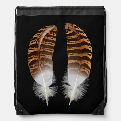 Kori Bustard Feathers Drawstring Bag