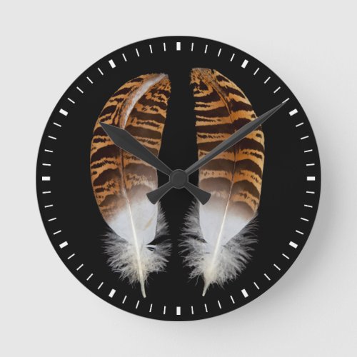 Kori Bustard Feathers Round Clock