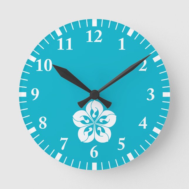 Korin-style cranes in shape of balloon flower round clock (Front)