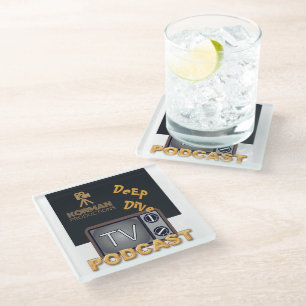Korman Productions Deep Dive TV Podcast Glass Coaster
