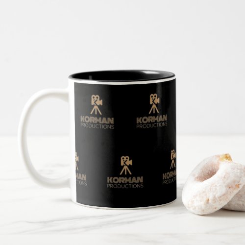 Korman Productions YouTube Channel Logo Tiled Two_Tone Coffee Mug
