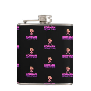 Korman Productions YouTube Channel Pink Logo Tiled Flask