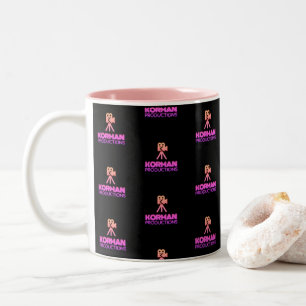 Korman Productions YouTube Channel Pink Logo Tiled Two-Tone Coffee Mug