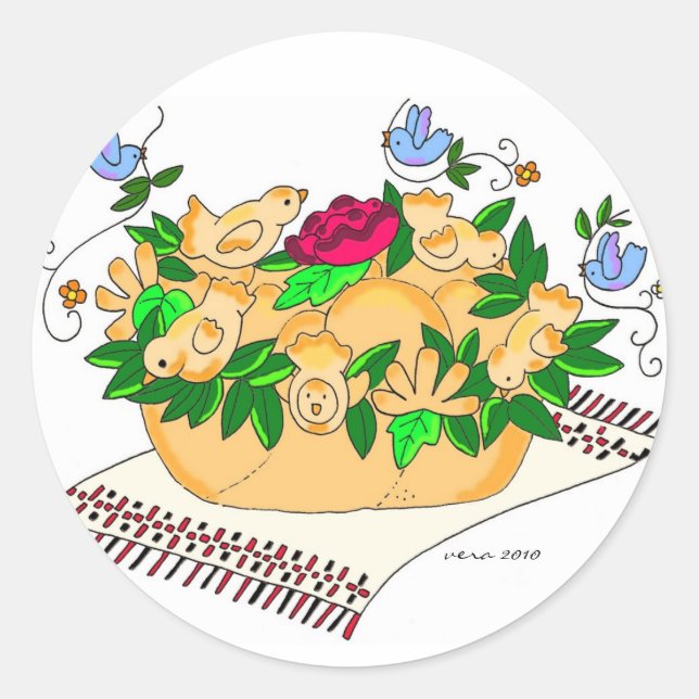 Korovai for a Ukrainian Wedding Classic Round Sticker (Front)