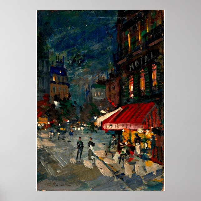 Korovin - Corner Cafe at Night, Paris framed Poster (Front)