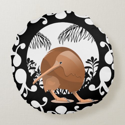 Koru Kiwi Round Pillow