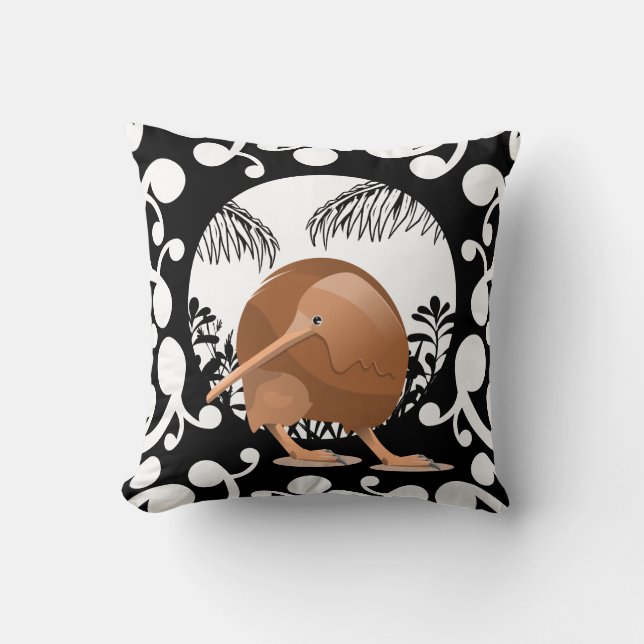 Koru Kiwi Throw Pillow (Front)