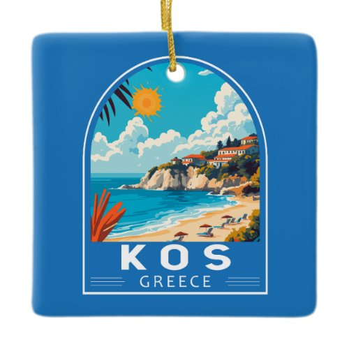 Kos Greece Travel Art Vintage Ceramic Ornament