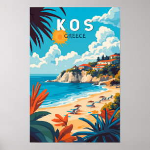 Kos Greece Travel Art Vintage Poster