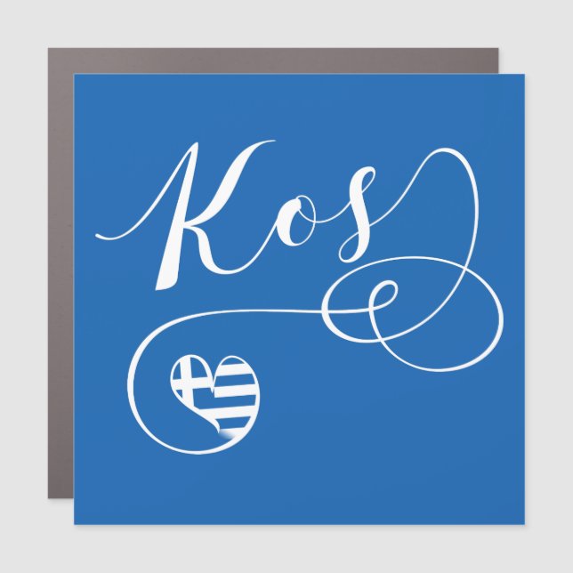 Kos Heart In Flag, Greece, I Love Kos Car Magnet (Front)
