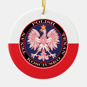 Kosciusko Round Polish Texan Ceramic Ornament
