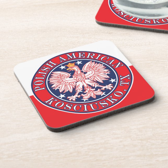Kosciusko Texas Polish American Eagle Beverage Coaster (Left Side)