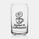 Kosher and Caffeinated Jewish Coffee Hanukkah Can Glass<br><div class="desc">Kosher Caffeinated, Jewish Coffee Lover, Hanukkah Caffeine, Hebrew Culture Humor, Kosher Coffee Meme, Festive Jewish Drink, Hanukkah 2025, Coffee Obsession, Jewish Holiday Energy, Caffeinated Tradition</div>