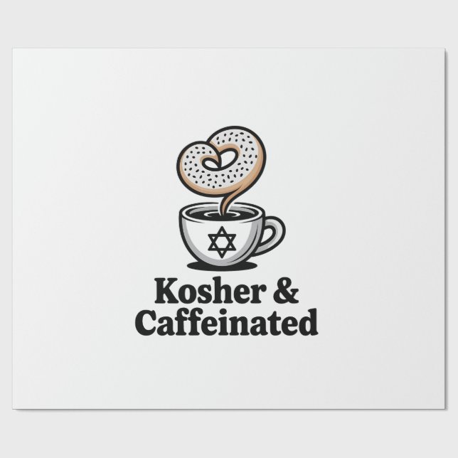Kosher and Caffeinated Jewish Coffee Hanukkah   Wrapping Paper (Flat)
