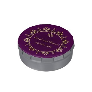 Kosher Certified Gold Mandala on Purple Wedding Ca Candy Tin