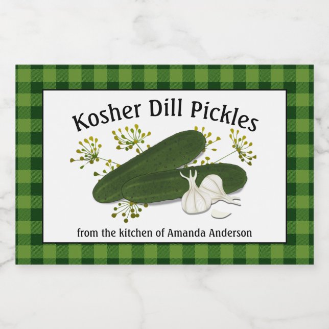 Kosher Dill Pickles Plaid H Food Label (Single Label)