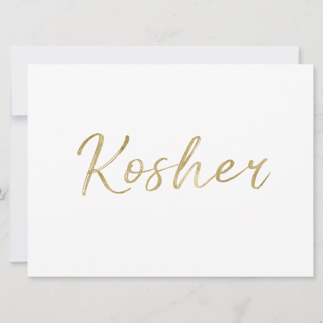 "Kosher" Food Sign | Stylish Gold Hand Lettered (Front)