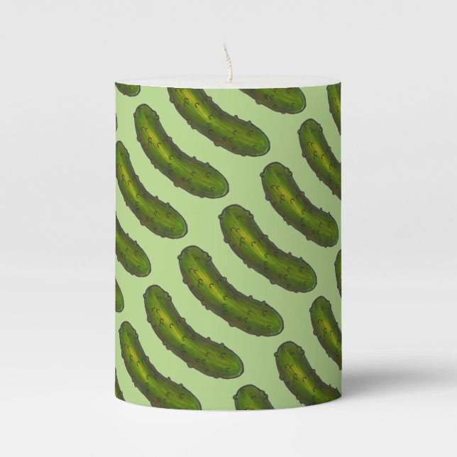 Kosher Green Dill Pickle Pickles Novelty Foodie Pillar Candle (Front)