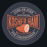 Kosher Ham for Chrismukkah Hanukkah Classic Round Sticker<br><div class="desc">Celebrate Hanukkah with pride and humor while gathering with the whole family. This festival graphic design makes a perfect gift for the holidays.</div>