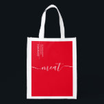 Kosher Meat Red Script with Shopping list Grocery Bag<br><div class="desc">Keep things Kosher when you BYOB with our Kosher Meat Red Script Space for Name Address grocery bag. Clean lines and space to add in your name / address/ email. Baggers will know right away where to pack everything on your list. That was easy :)</div>