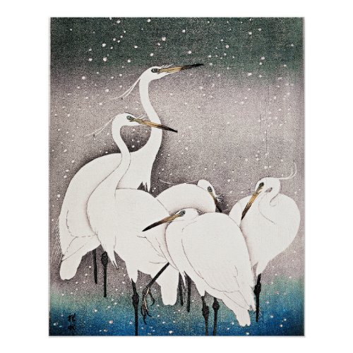 Koson _ A Group of Egrets Poster