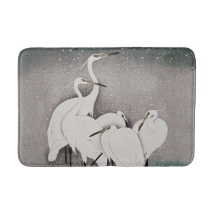Koson Egrets in the Snow: Vintage Japanese Bath Mat